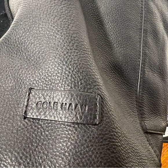 Cole Haan Black Pebbled Leather Backpack - Picture 8 of 16
